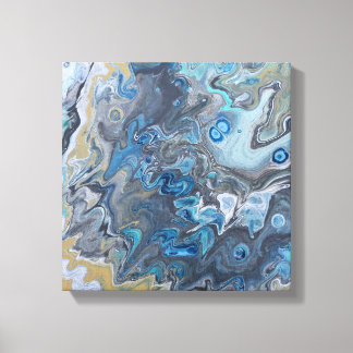 モダン抽象芸術ブルーとグ絵画レイ キャンバスプリント