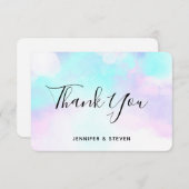 モダン抽象芸術ブルーとパープルの水色 サンキューカード (正面/裏面)