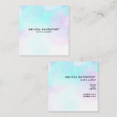 モダン抽象芸術ブルーとパープルの水色 スクエア名刺 (正面/裏面)