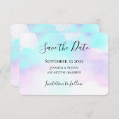 モダン抽象芸術ブルーとパープルの水色 セーブザデート (正面/裏面)