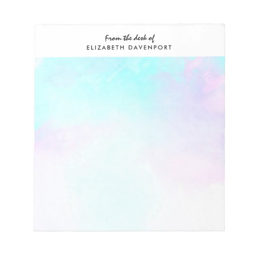 モダン抽象芸術ブルーとパープルの水色 ノートパッド (正面)