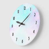 モダン抽象芸術ブルーとパープルの水色 ラージ壁時計 (傾斜)