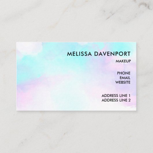 モダン抽象芸術ブルーとパープルの水色 名刺 (裏面)