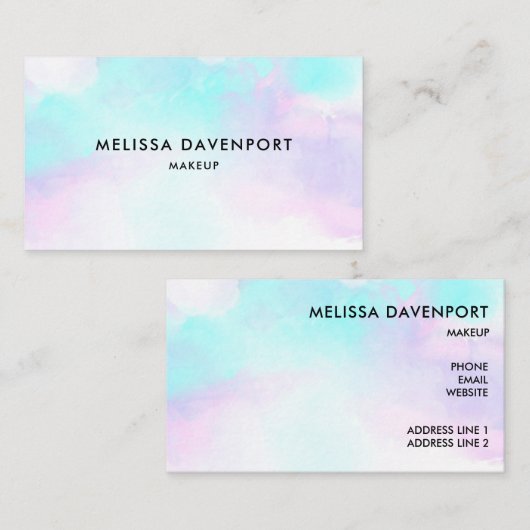 モダン抽象芸術ブルーとパープルの水色 名刺 (正面/裏面)