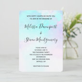 モダン抽象芸術ブルーとパープルの水色 招待状 (スタンド正面)