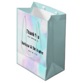 モダン抽象芸術ブルーとパープルウォーター結婚カラー ミディアムペーパーバッグ (正面アングル)