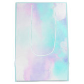 モダン抽象芸術ブルーとパープルウォーター結婚カラー ミディアムペーパーバッグ (裏面)