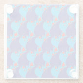 モダン抽象芸術ブルーと赤い虹色のドロップパターン ガラスコースター (裏面)