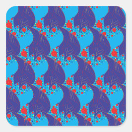 モダン抽象芸術ブルーと赤い虹色のドロップパターン スクエアシール