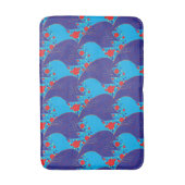 モダン抽象芸術ブルーと赤い虹色のドロップパターン バスマット (正面縦)