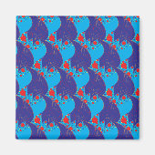 モダン抽象芸術ブルーと赤い虹色のドロップパターン マグネット (正面)