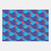 モダン抽象芸術ブルーと赤い虹色のドロップパターン ラッピングペーパーシート (正面2)