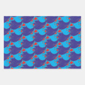 モダン抽象芸術ブルーと赤い虹色のドロップパターン ラッピングペーパーシート (正面)