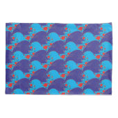 モダン抽象芸術ブルーと赤い虹色のドロップパターン 枕カバー (裏面)