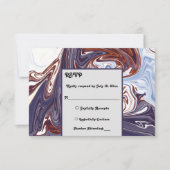 モダン抽象芸術ブルーウェーブスカイスタイリッシュシック結婚ズ 出欠カード (正面)