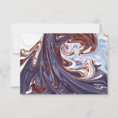 モダン抽象芸術ブルーウェーブスカイスタイリッシュシック結婚ズ 出欠カード (裏面)