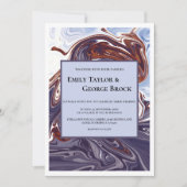 モダン抽象芸術ブルーウェーブスカイスタイリッシュシック結婚ズ 招待状 (正面)