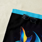 モダン抽象芸術ブルークジラのカスタマイズ ビーチタオル (インサイチュ)