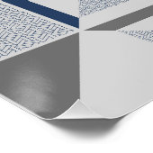 モダン抽象芸術ブルーグレーの幾何学的パターン ポスター (コーナー)