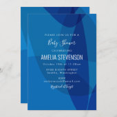 モダン抽象芸術ブルースクリプトタイポグラフィベビーシャワー 招待状 (正面/裏面)