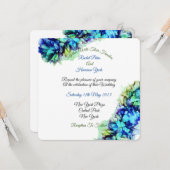 モダン抽象芸術ブルーターコイズティール（緑がかった色）ヘーズ結婚ズ カード (正面/裏面インサイチュ)