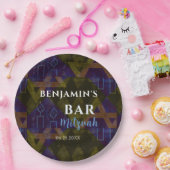 モダン抽象芸術ブルーバー(ユダヤ教の)バル・ミツバーはっきりした ペーパープレート (パーティー)