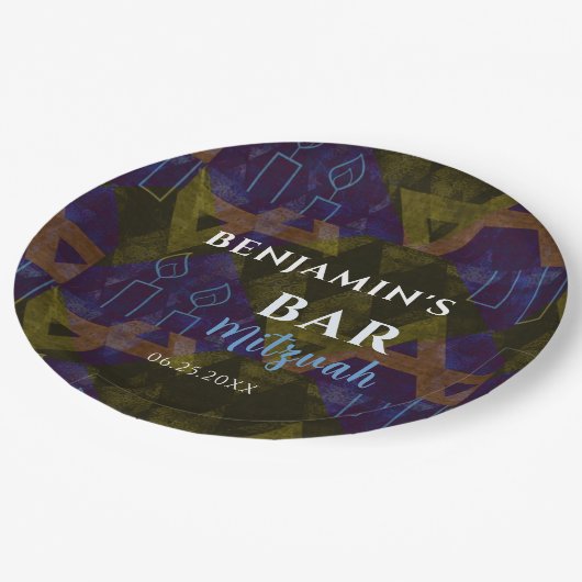 モダン抽象芸術ブルーバー(ユダヤ教の)バル・ミツバーはっきりした ペーパープレート (アングル)