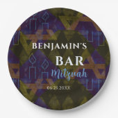 モダン抽象芸術ブルーバー(ユダヤ教の)バル・ミツバーはっきりした ペーパープレート (正面)