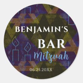 モダン抽象芸術ブルーバー（ユダヤ教の）バル・ミツバーはっきりした ラウンドシール