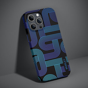 モダン抽象芸術ブルーパープルジオメトリック名前をカスタムする Case-Mate iPhone 14ケース