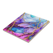 モダン抽象芸術ブルーパープル金ゴールドグリッターパターン タイル (側面)