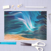 モダン抽象芸術ブルービーチ波 薄葉紙 (クラフト)