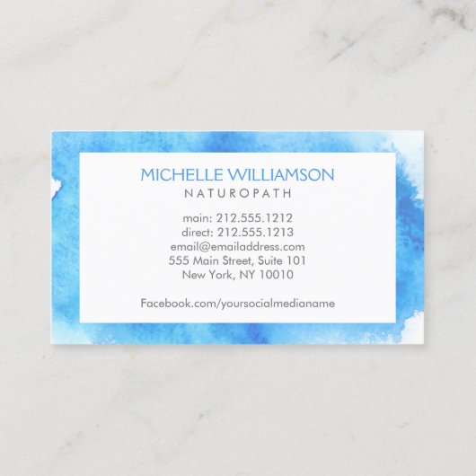 モダン抽象芸術ブルーフローラロゴウェルネス 名刺 (裏面)