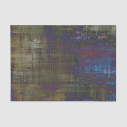 モダン抽象芸術ブルーブラウン黄グランジ色 薄葉紙 (正面)