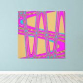 モダン抽象芸術ブルーホットピンク織波パターン キャンバスプリント (インサイチュ (ウッドフロア))