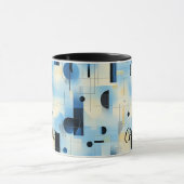 モダン抽象芸術ブルーマグ – ジオメトパーソナライズされたリ マグカップ (中央)