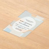 モダン抽象芸術ブルーミニマル芸術的リス結婚ト アクリル招待状 (レイダウン)