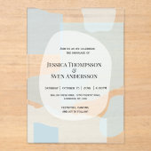 モダン抽象芸術ブルーミニマル芸術的リス結婚ト アクリル招待状 (正面)