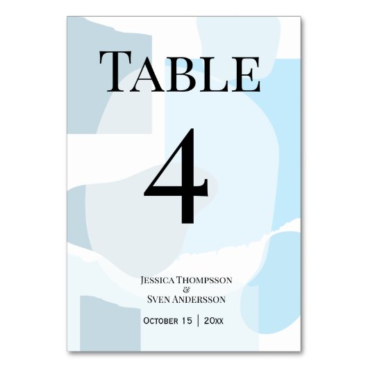 モダン抽象芸術ブルーミニマル芸術的リス結婚ト テーブルナンバー (正面)