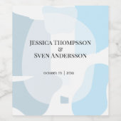 モダン抽象芸術ブルーミニマル芸術的リス結婚ト ワインラベル (シングルラベル)