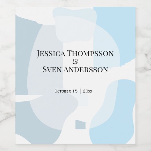 モダン抽象芸術ブルーミニマル芸術的リス結婚ト ワインラベル (シングルラベル)