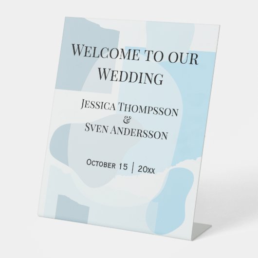 モダン抽象芸術ブルーミニマル芸術的リス結婚ト 台座サイン (正面)