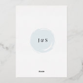 モダン抽象芸術ブルーミニマル芸術的リス結婚ト 箔招待状 (裏面)