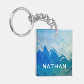 モダン抽象芸術ブルー海アーパーソナライズされたト キーホルダー (正面左)