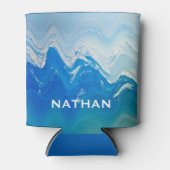 モダン抽象芸術ブルー海アーパーソナライズされたト 缶クーラー (正面)