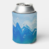 モダン抽象芸術ブルー海アーパーソナライズされたト 缶クーラー (缶裏面)
