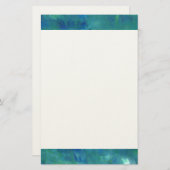 モダン抽象芸術ブルー絵画グリーン 便箋 (正面/裏面)