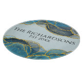 モダン抽象芸術ブルー金ゴールド瑪瑙の石のインク名 カッティングボード (角)