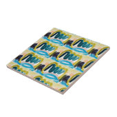 モダン抽象芸術ブルー、ティール（緑がかった色）、イエロー金ゴールドセラミック タイル (側面)