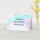 モダン抽象芸術ブルー&パープルウォーター誕生日 カード (黄色い花)